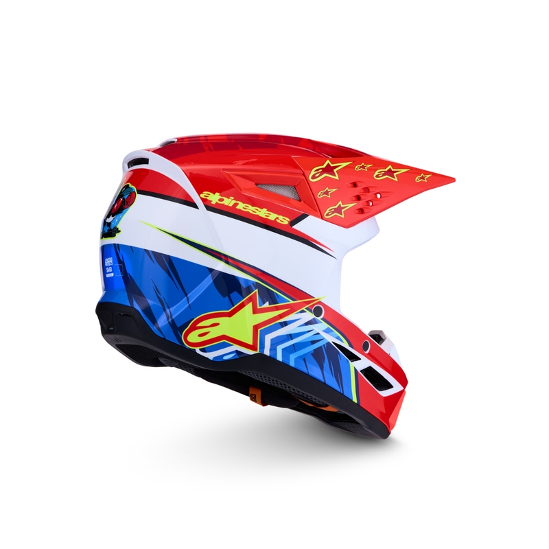 Alpinestars S-M3 Falcon motociklo motokroso šalmas, fluorescencinis raudonas-baltas