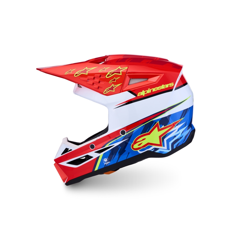 Alpinestars S-M3 Falcon motociklo motokroso šalmas, fluorescencinis raudonas-baltas