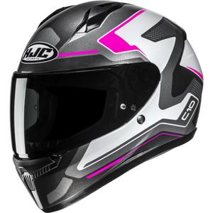 Uždaras motociklo šalmas HJC C10 Cric MC8 juoda-balta-rožinė-pilka