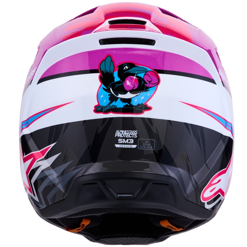 Alpinestars S-M3 Falcon motociklo motokroso šalmas violetinė-balta-fluorescencinė rožinė