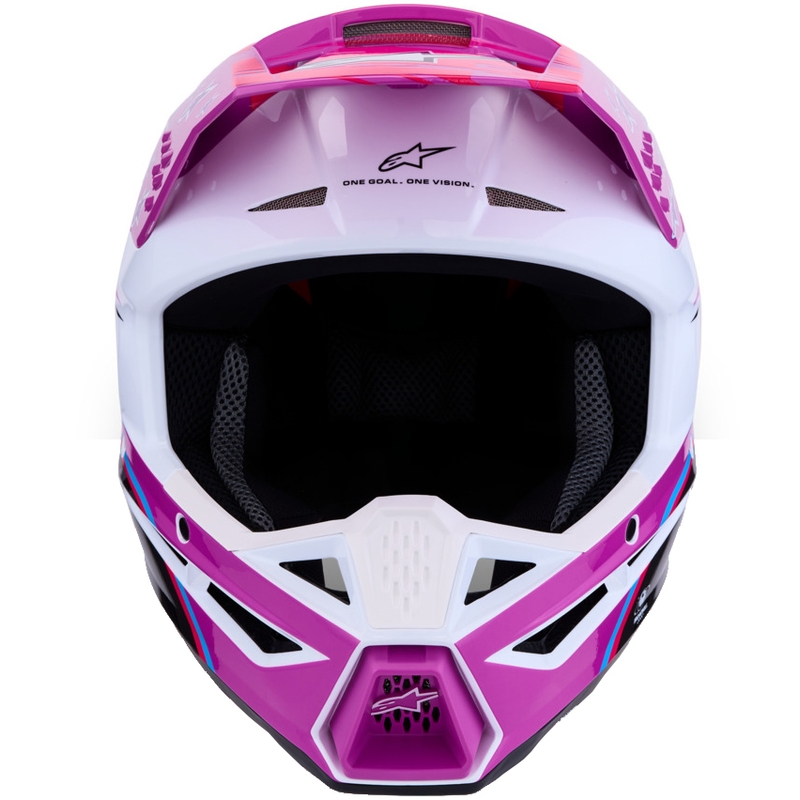 Alpinestars S-M3 Falcon motociklo motokroso šalmas violetinė-balta-fluorescencinė rožinė