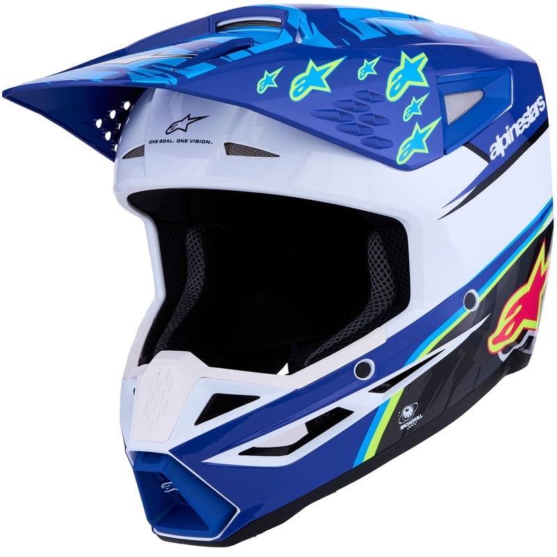 Alpinestars S-M3 Falcon motociklo motokroso šalmas mėlynai baltai juodas