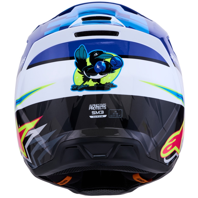 Alpinestars S-M3 Falcon motociklo motokroso šalmas mėlynai baltai juodas
