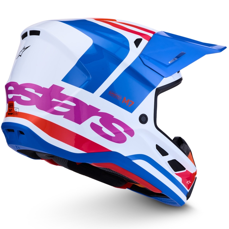 Alpinestars Supertech S-M7 Core motokroso šalmas balta-mėlyna-oranžinė