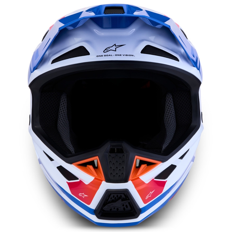 Alpinestars Supertech S-M7 Core motokroso šalmas balta-mėlyna-oranžinė