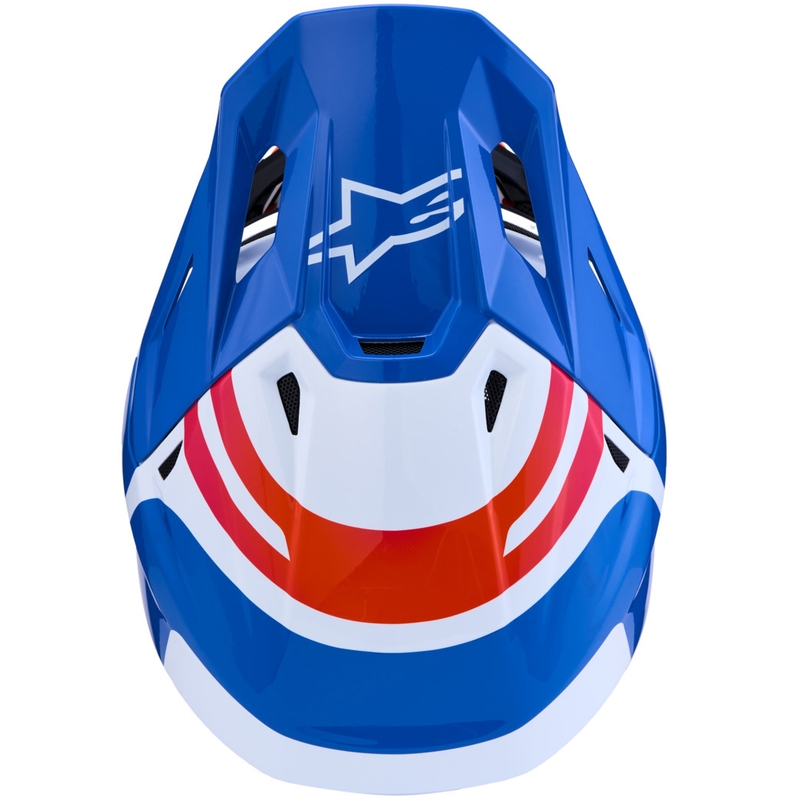 Alpinestars Supertech S-M7 Core motokroso šalmas balta-mėlyna-oranžinė