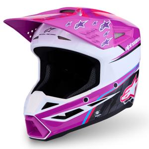 Alpinestars S-M3 Falcon vaikiškas motokroso šalmas violetinė-balta-juoda