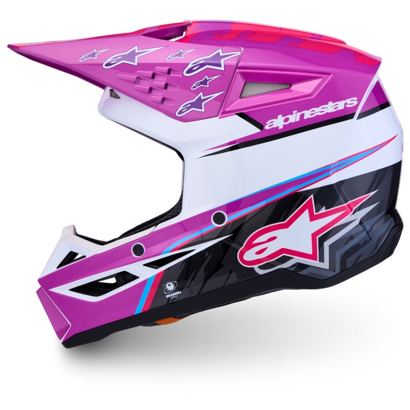 Alpinestars S-M3 Falcon vaikiškas motokroso šalmas violetinė-balta-juoda