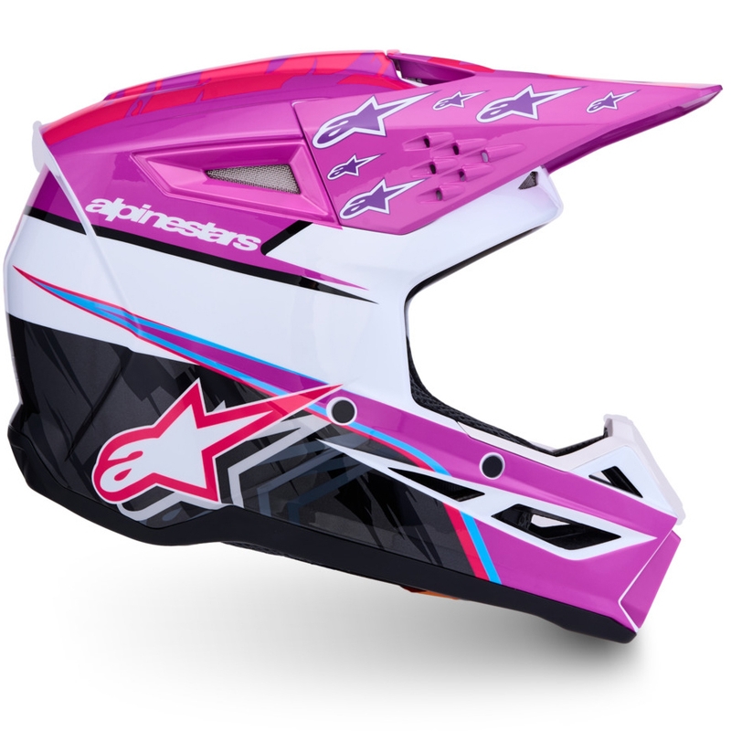 Alpinestars S-M3 Falcon vaikiškas motokroso šalmas violetinė-balta-juoda