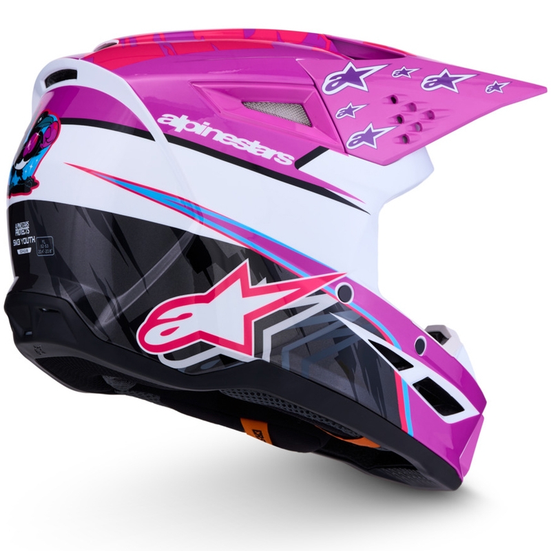 Alpinestars S-M3 Falcon vaikiškas motokroso šalmas violetinė-balta-juoda