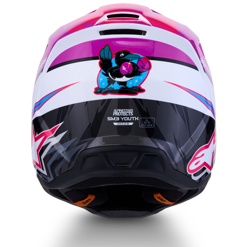 Alpinestars S-M3 Falcon vaikiškas motokroso šalmas violetinė-balta-juoda