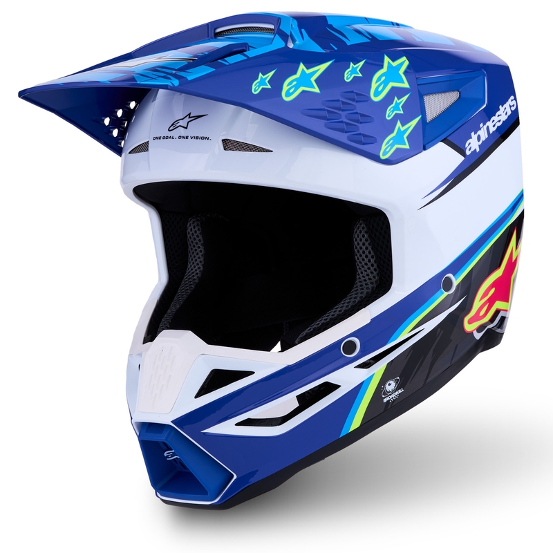 Alpinestars S-M3 Falcon vaikiškas motokroso šalmas mėlynai baltai juodas