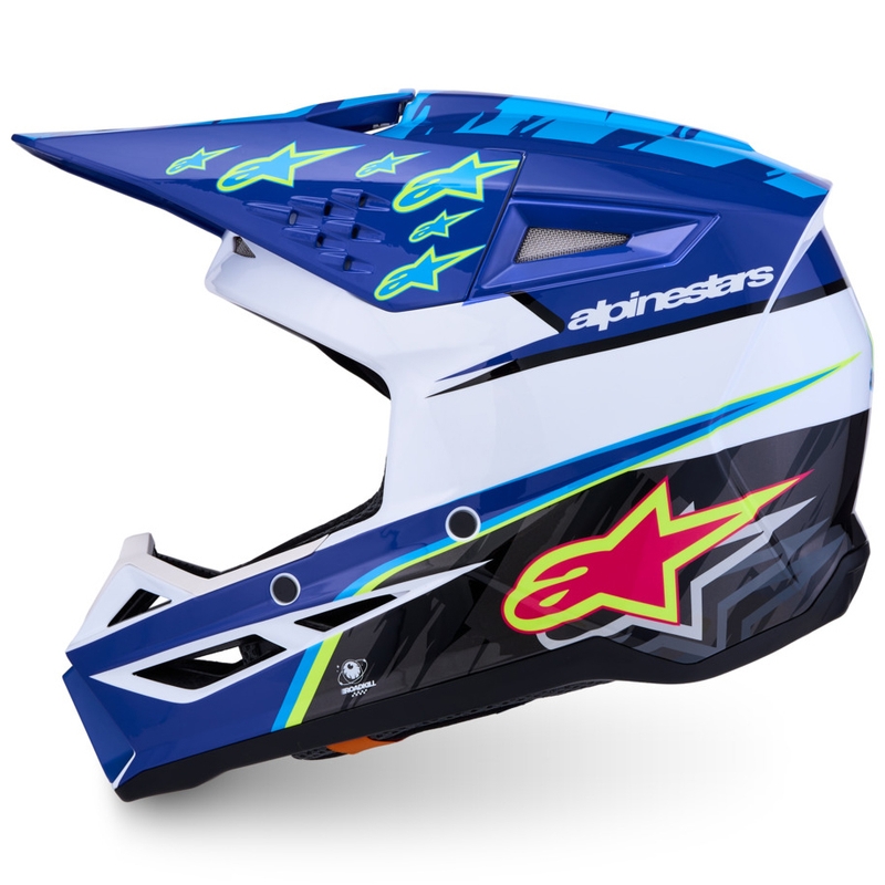 Alpinestars S-M3 Falcon vaikiškas motokroso šalmas mėlynai baltai juodas