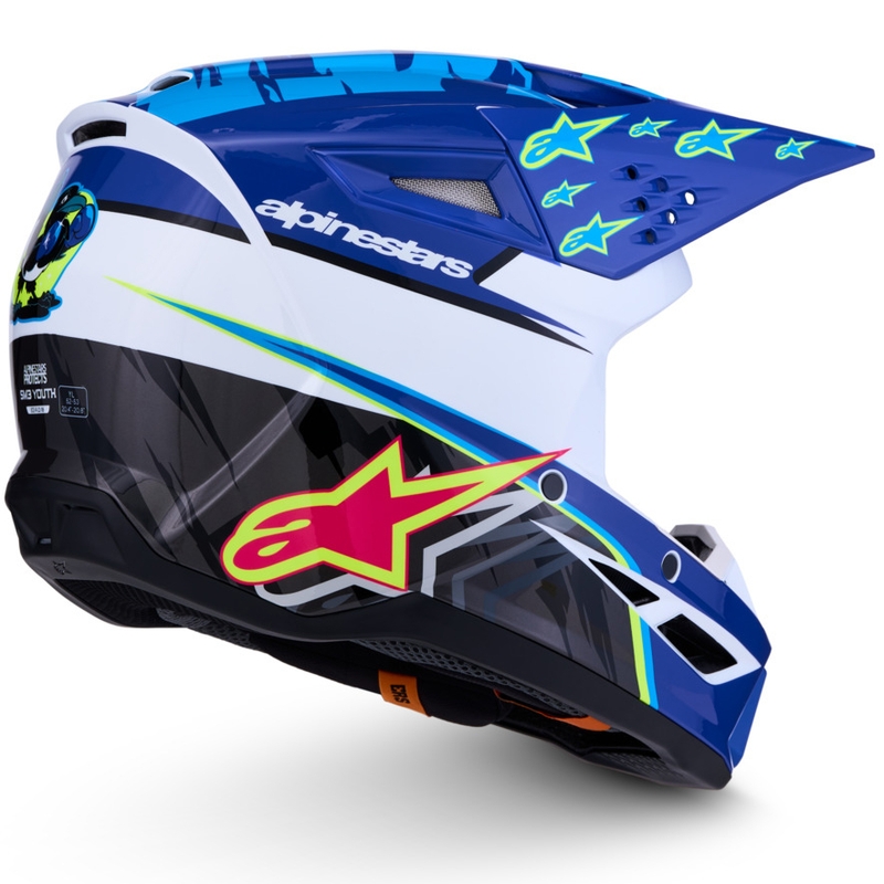 Alpinestars S-M3 Falcon vaikiškas motokroso šalmas mėlynai baltai juodas