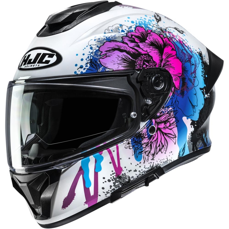 Uždaras motociklo šalmas HJC C71 Roko MC28, baltos spalvos