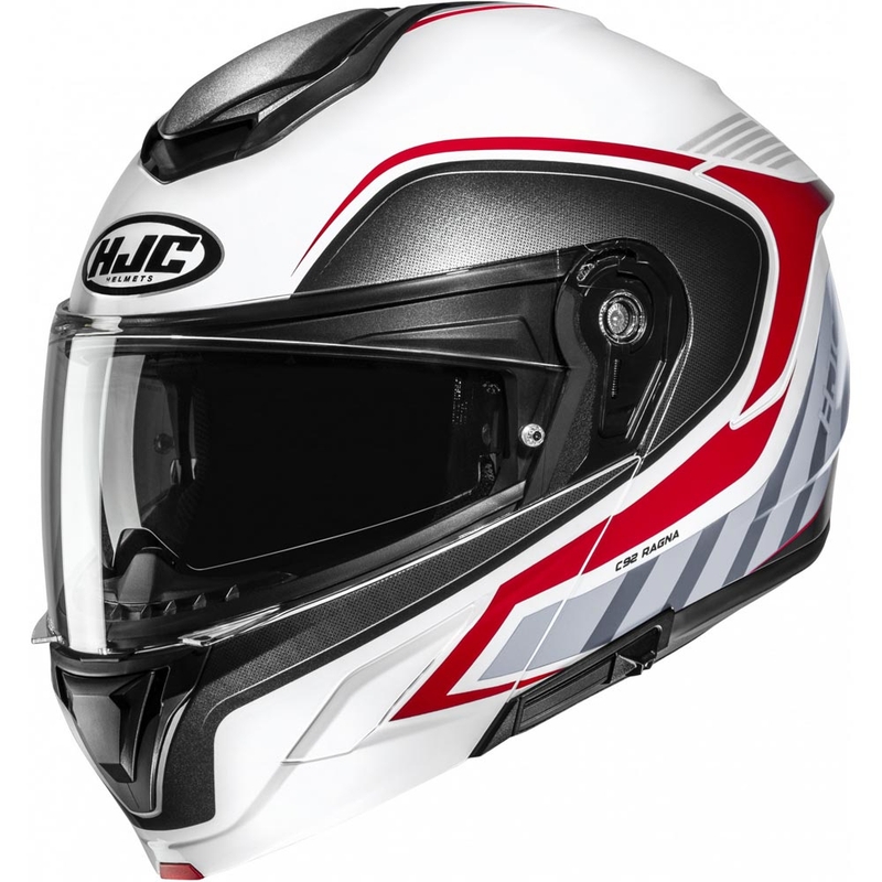 Atlenkiamas motociklo šalmas HJC C92 Ragna MC1 balta-pilka-raudona