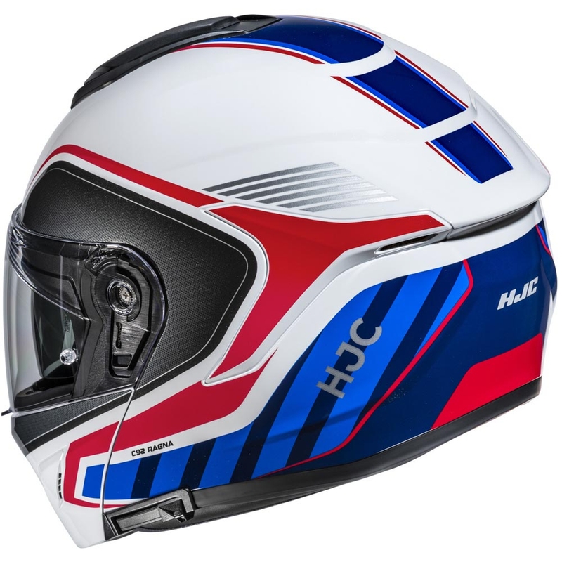 Atlenkiamas motociklo šalmas HJC C92 Ragna MC21 balta-raudona-mėlyna