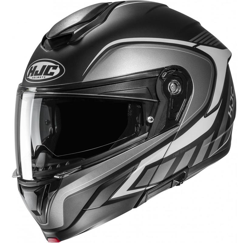 Atlenkiamas motociklo šalmas HJC C92 Ragna MC5SF juoda-pilka-balta