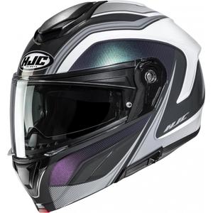 Atlenkiamas motociklo šalmas HJC C92 Sirius MC10 juodos-baltos spalvos