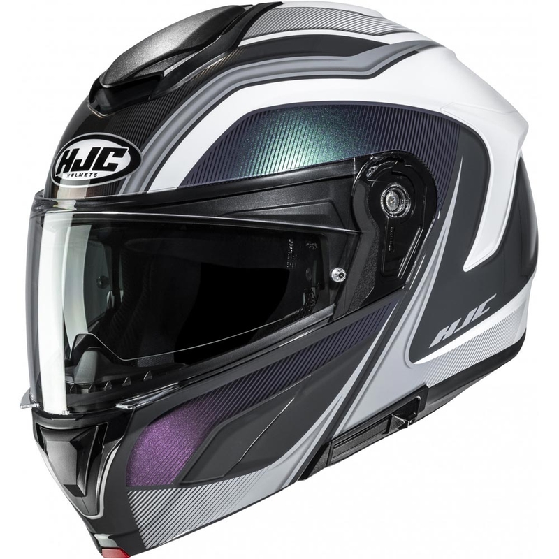 Atlenkiamas motociklo šalmas HJC C92 Sirius MC10 juodos-baltos spalvos
