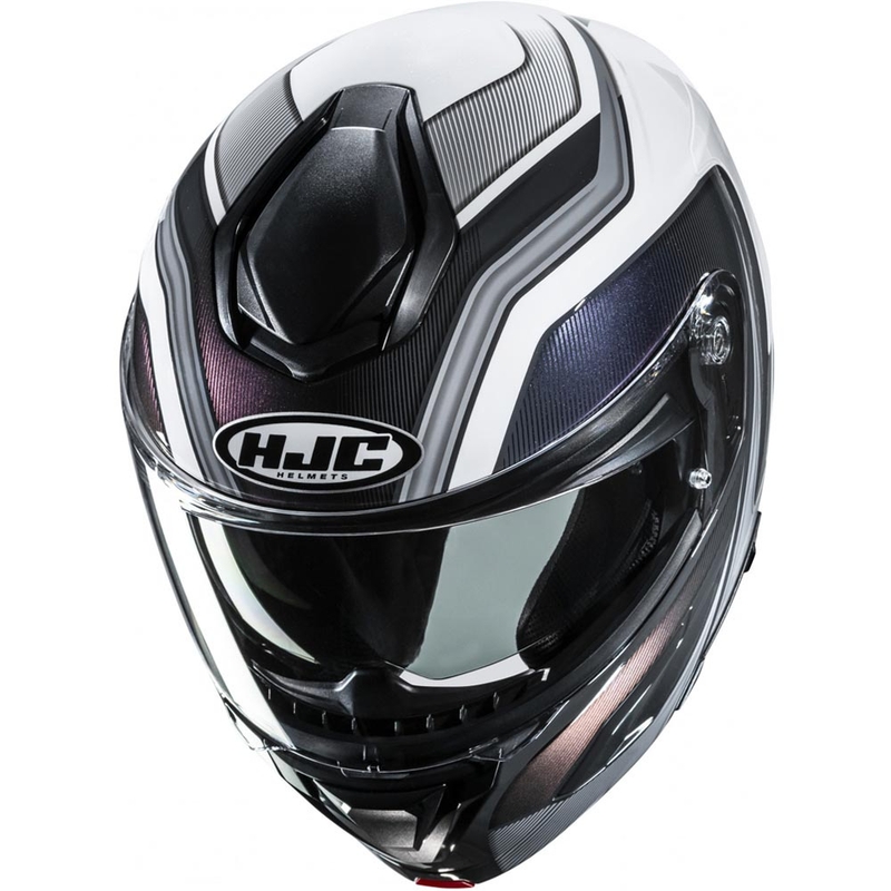 Atlenkiamas motociklo šalmas HJC C92 Sirius MC10 juodos-baltos spalvos