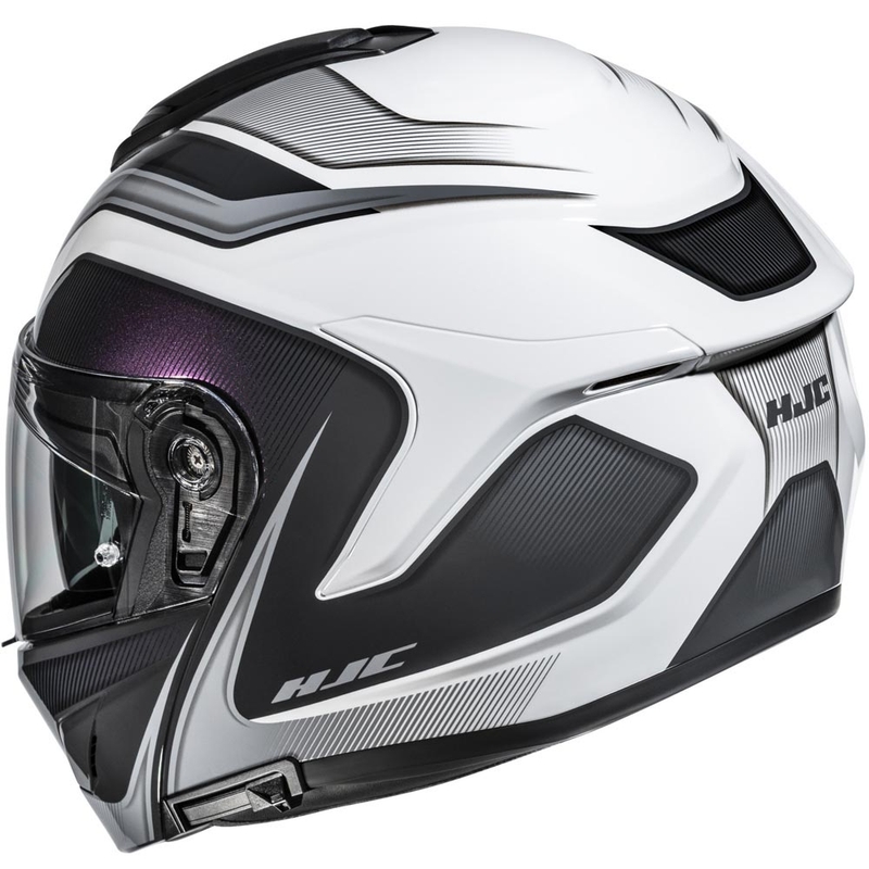 Atlenkiamas motociklo šalmas HJC C92 Sirius MC10 juodos-baltos spalvos