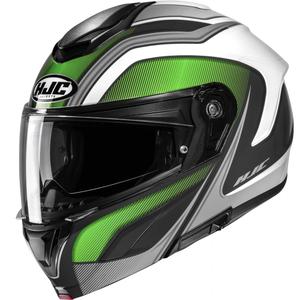 Atlenkiamas motociklo šalmas HJC C92 Sirius MC4 juoda-balta-sidabrinė-žalia