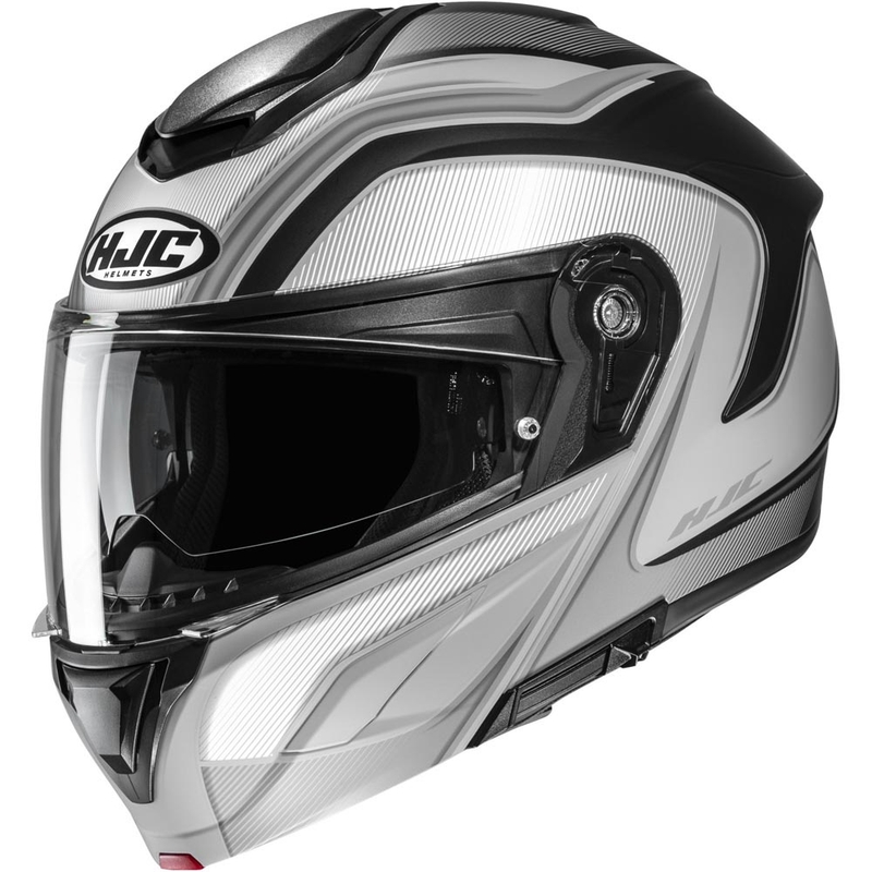 Atlenkiamas motociklo šalmas HJC C92 Sirius MC5SF juoda-balta-sidabrinė