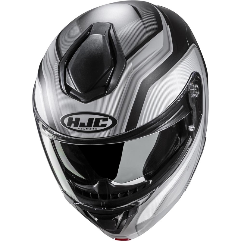 Atlenkiamas motociklo šalmas HJC C92 Sirius MC5SF juoda-balta-sidabrinė