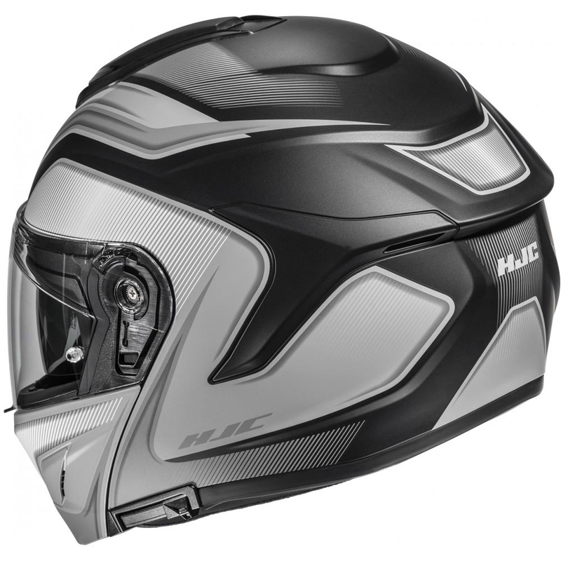 Atlenkiamas motociklo šalmas HJC C92 Sirius MC5SF juoda-balta-sidabrinė