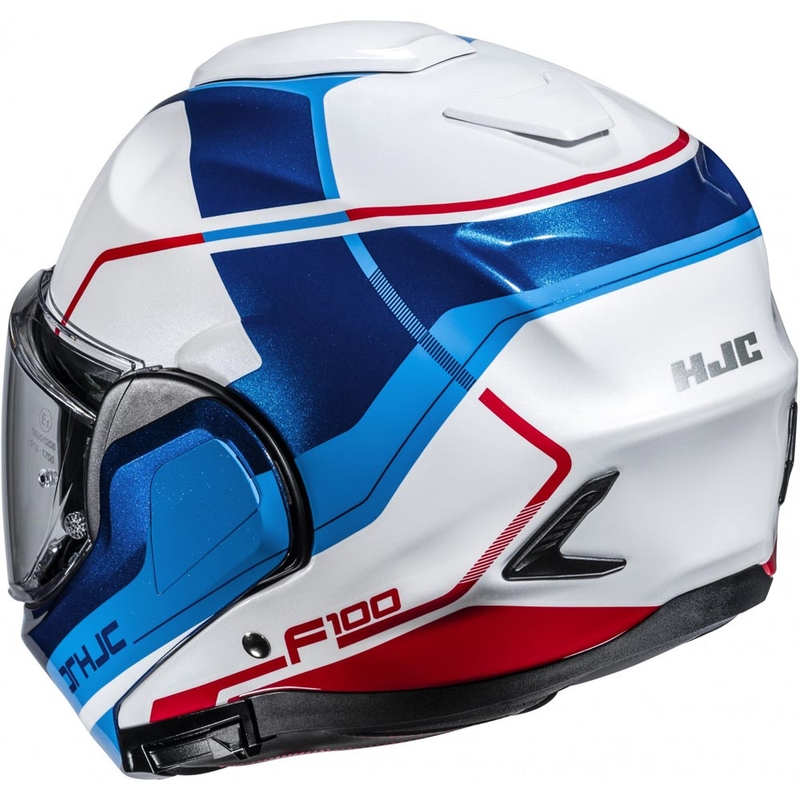 Atlenkiamas motociklo šalmas HJC F100 Astra MC21 balta-mėlyna-raudona