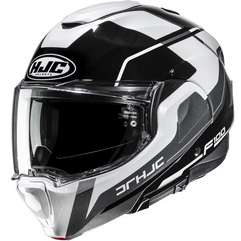 Atlenkiamas motociklo šalmas HJC F100 Astra MC5 juoda-balta-pilka