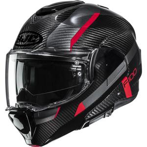 HJC F100 Carbon Askan MC1 atlenkiamas motociklo šalmas juodas-raudonas