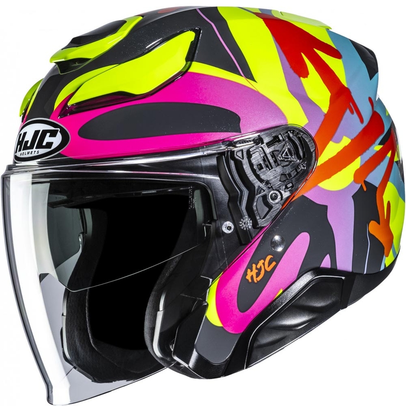 Atviras motociklo šalmas HJC F31 Sora MC38, juodos spalvos