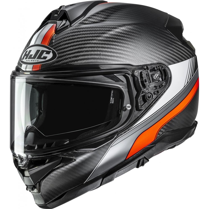 Uždaras motociklo šalmas HJC F72 Carbon Eos MC6HSF juodai oranžinis