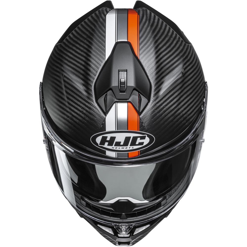 Uždaras motociklo šalmas HJC F72 Carbon Eos MC6HSF juodai oranžinis