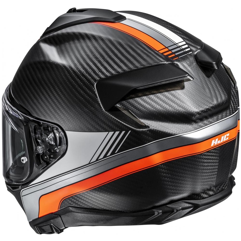 Uždaras motociklo šalmas HJC F72 Carbon Eos MC6HSF juodai oranžinis