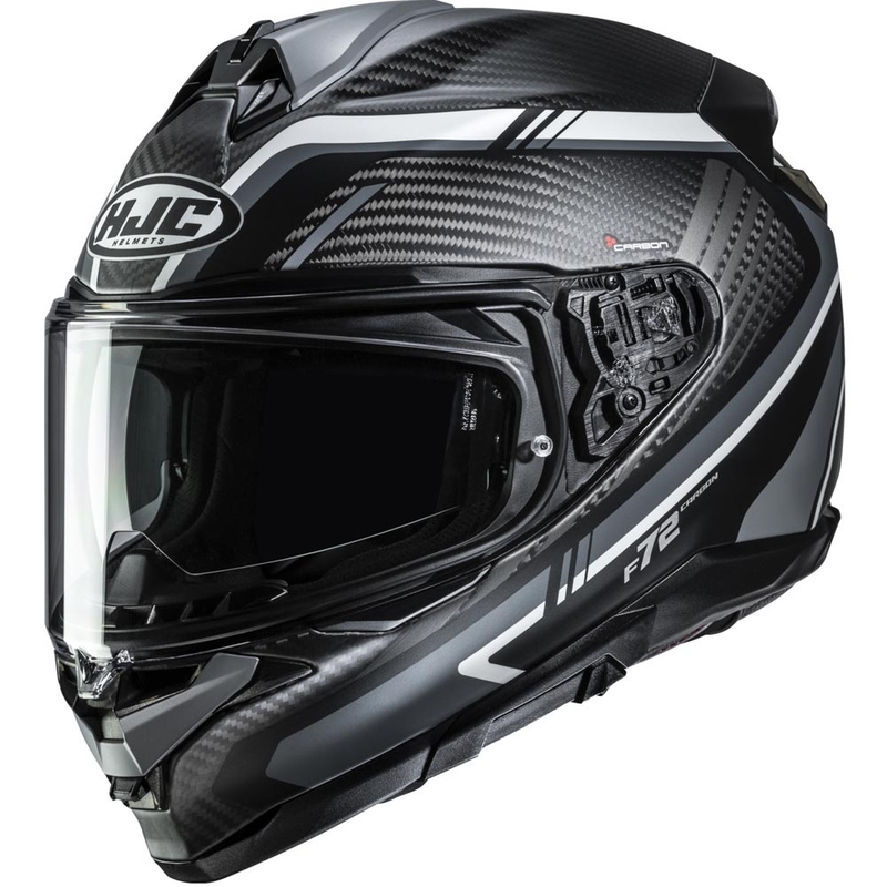 Uždaras motociklo šalmas HJC F72 Carbon Kairo MC5SF juoda-pilka-balta