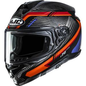 Uždaras motociklo šalmas HJC F72 Carbon Kairo MC8 juodas-oranžinis-raudonas-violetinis