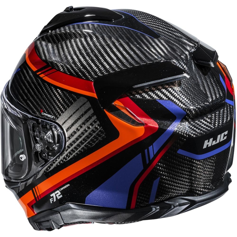 Uždaras motociklo šalmas HJC F72 Carbon Kairo MC8 juodas-oranžinis-raudonas-violetinis