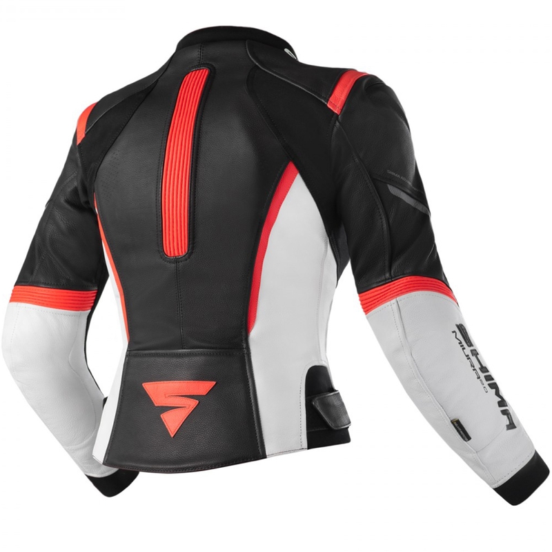 Moteriška Shima Miura 2.0 Black-White-Fluo Red motociklininko striukė