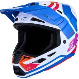 Alpinestars Supertech S-M7 Core motokroso šalmas balta-mėlyna-oranžinė