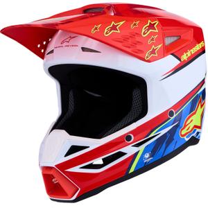 Alpinestars S-M3 Falcon motociklo motokroso šalmas, fluorescencinis raudonas-baltas