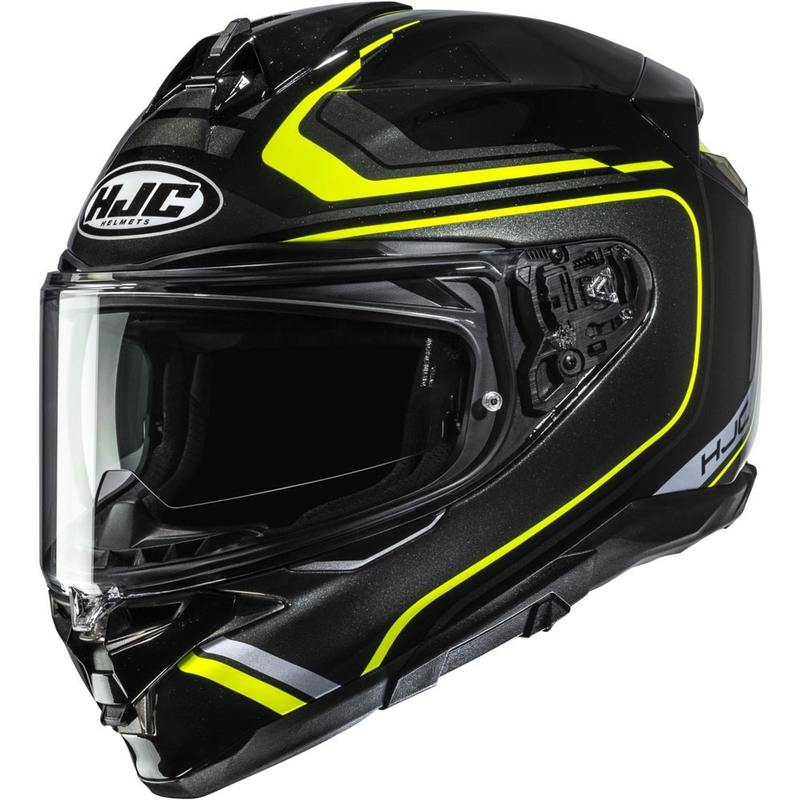 Uždaras motociklo šalmas HJC F72 Oflo MC3H juodas-fluorescencinis geltonas