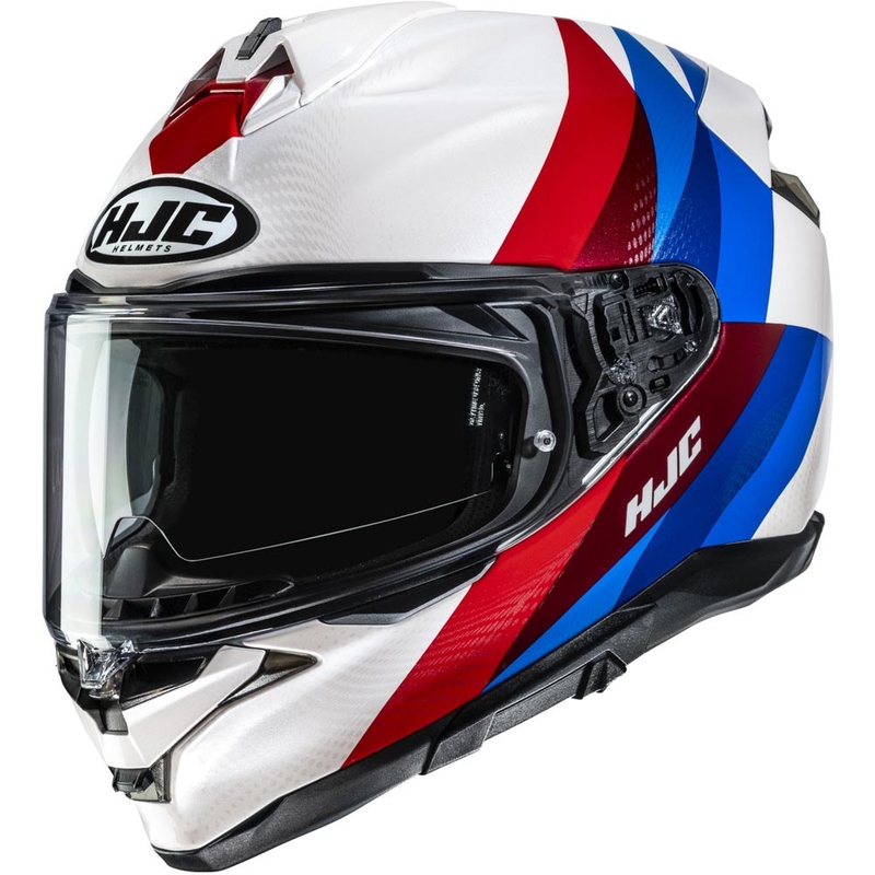 Uždaras motociklo šalmas HJC F72 Racero MC21 balta-raudona-mėlyna