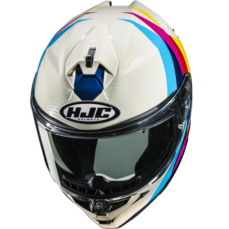 Uždaras motociklo šalmas HJC F72 Racero MC23, baltos spalvos