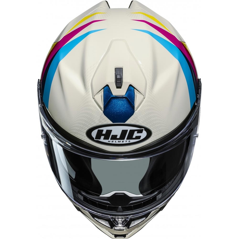 Uždaras motociklo šalmas HJC F72 Racero MC23, baltos spalvos