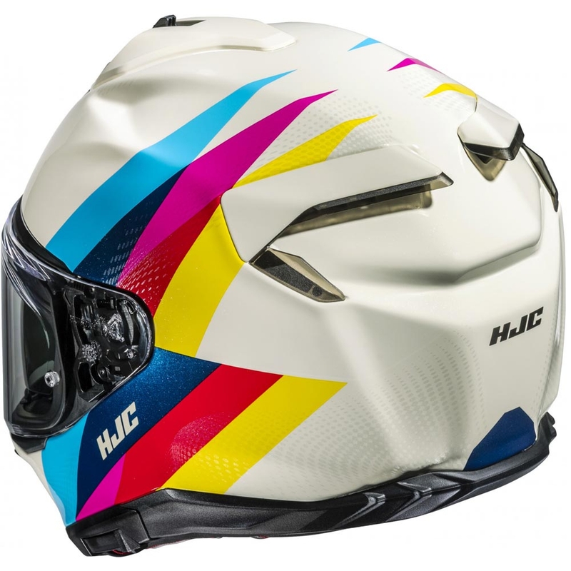 Uždaras motociklo šalmas HJC F72 Racero MC23, baltos spalvos