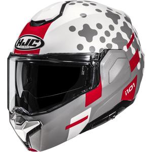 Atlenkiamas motociklo šalmas HJC i101 Astel MC1 balta-pilka-raudona