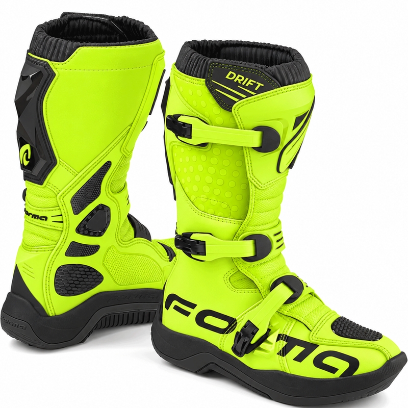 Motokroso batai Forma Drift fluorescencinės geltonos-juodos spalvos